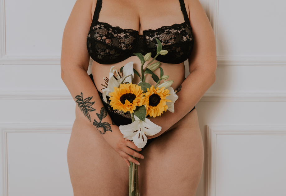 woman holding flowers